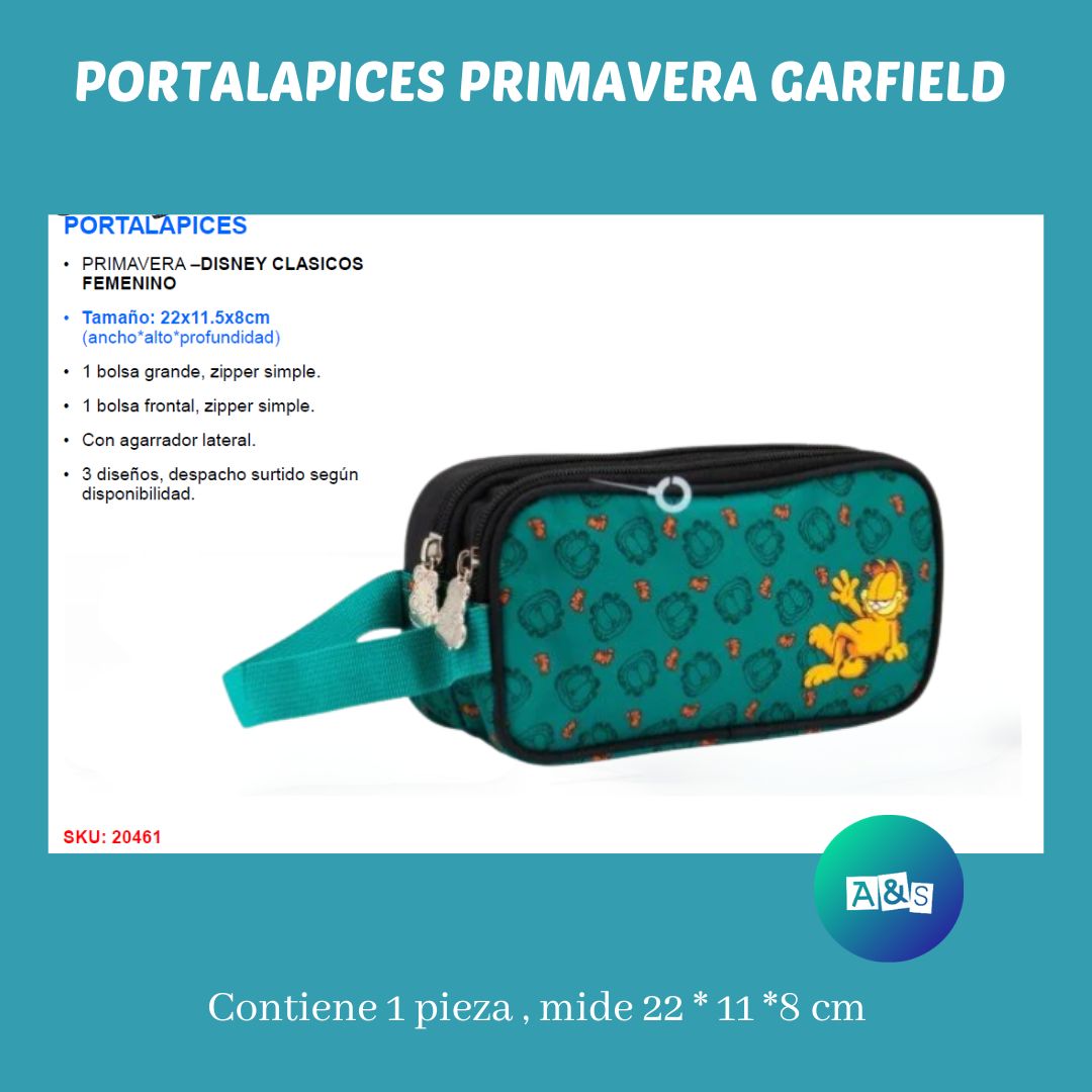 ESTUCHE O CARTUCHERA  PRIMAVERA DISNEY GARFIELD