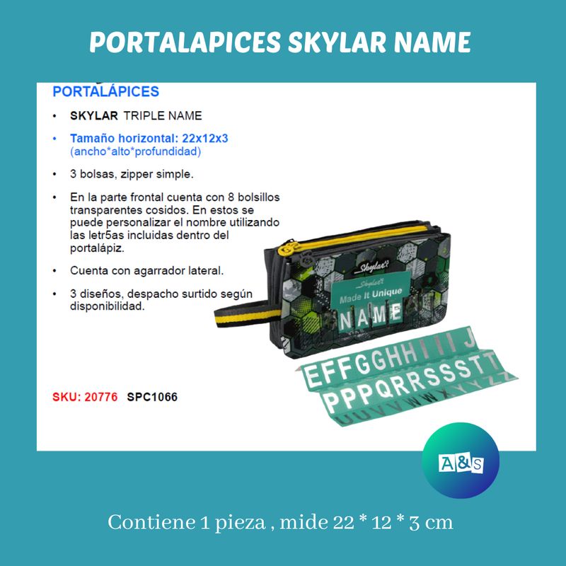 ESTUCHE O CARTUCHERA  SKYLAR NOMBRES