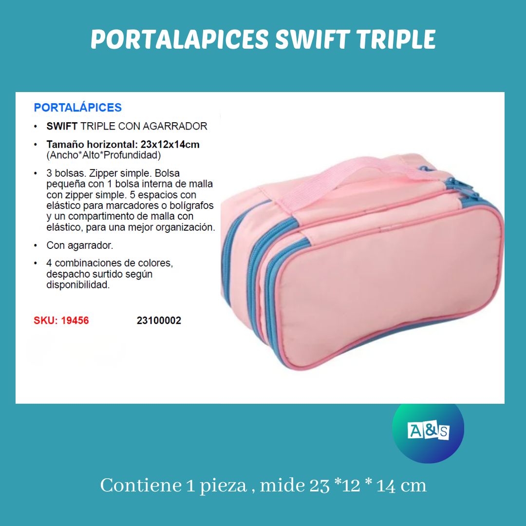 ESTUCHE O CARTUCHERA  SWIFT TRIPLE CON AGARRADOR