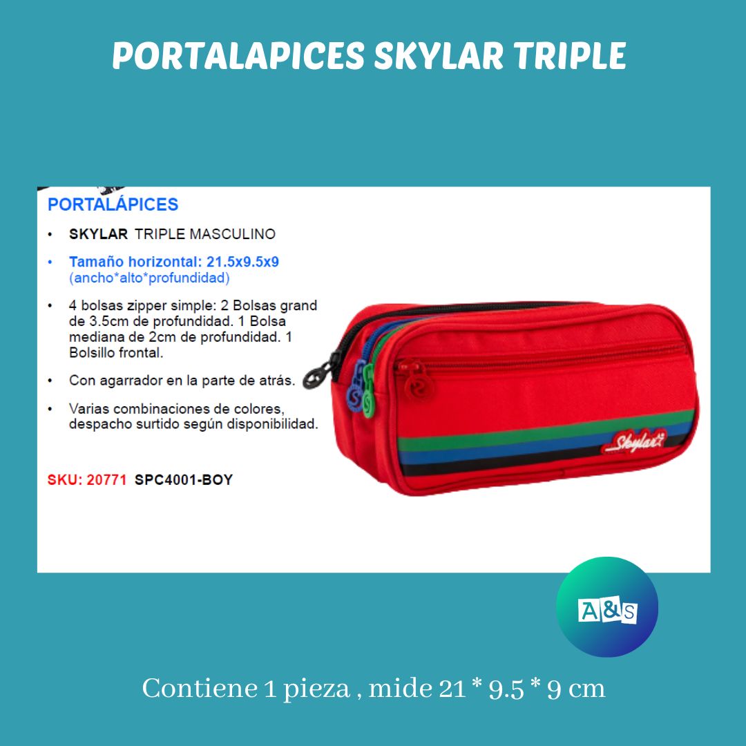 ESTUCHE O CARTUCHERA  SKYLAR  TRIPLE