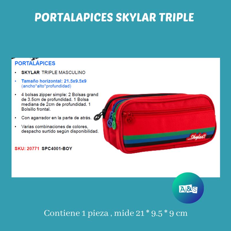 ESTUCHE O CARTUCHERA  SKYLAR  TRIPLE