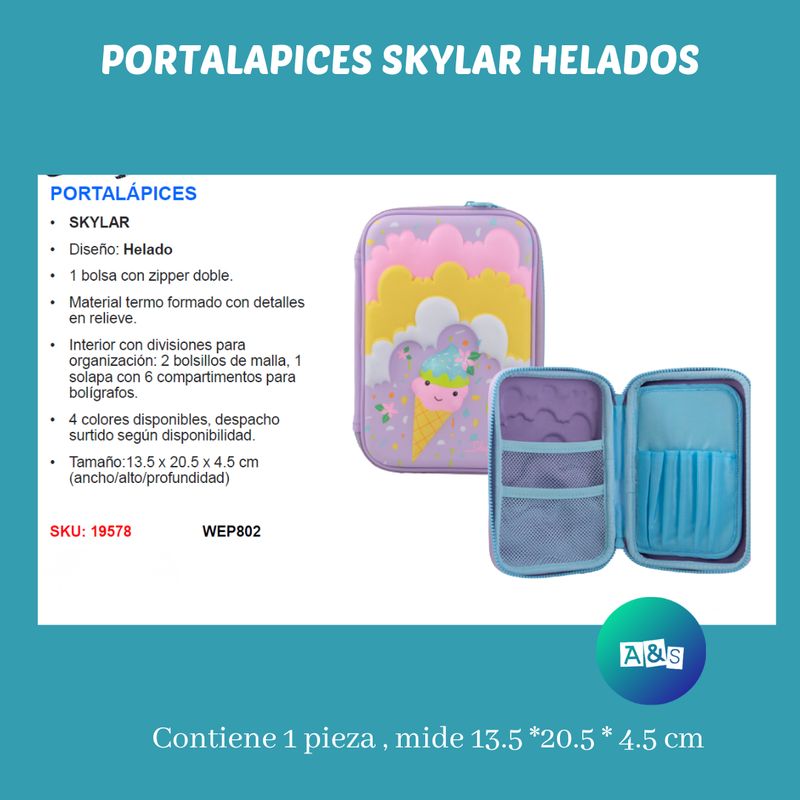 ESTUCHE O CARTUCHERA  SKYLAR HELADOS