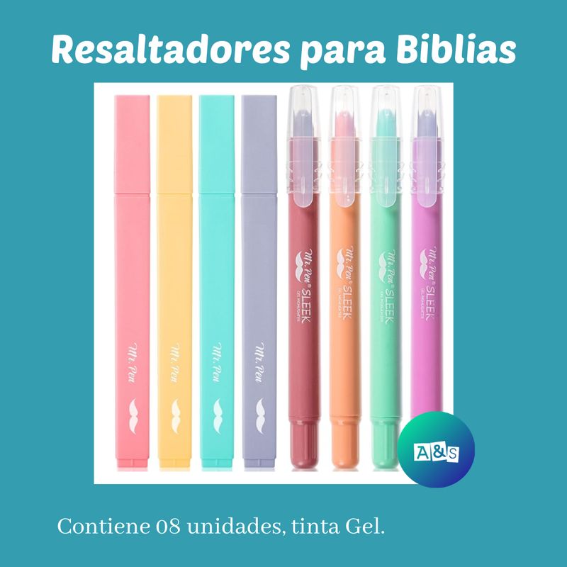 KIT Resaltadores Especial para BIBLIAS MR. PEN Pastel  Art 08