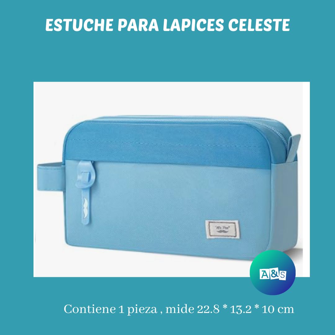 ESTUCHE PARA LAPICES CELESTE  MR. PEN