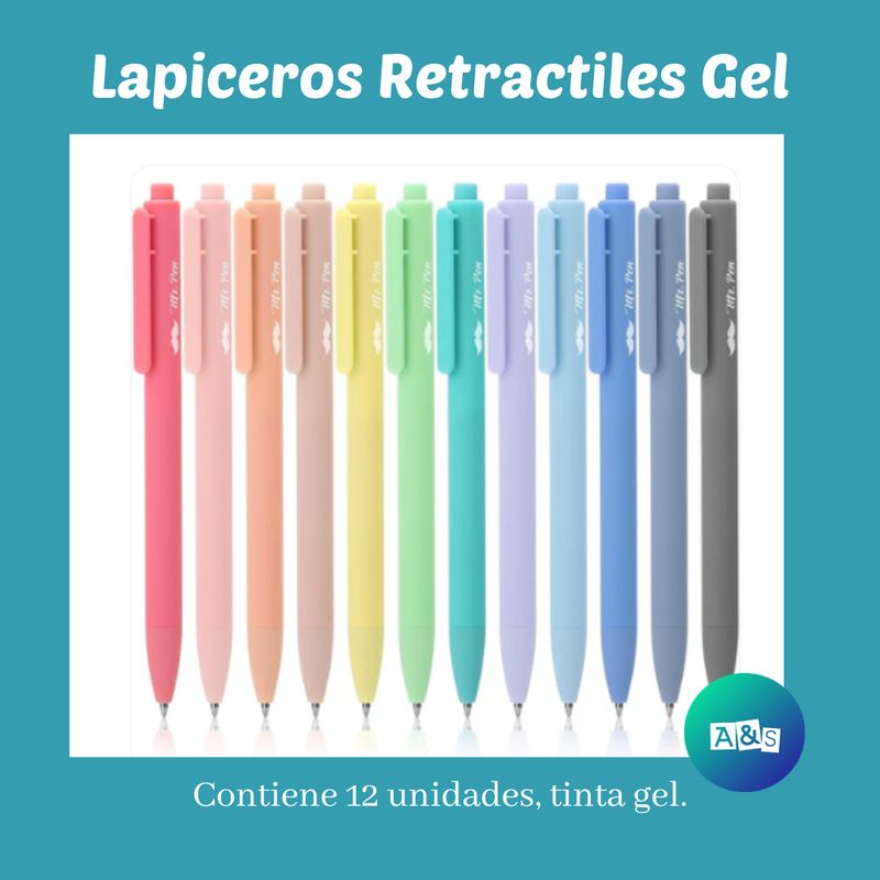LAPICERO de Ger Retractiles Mr Pen  Colores Pastel  Art 12