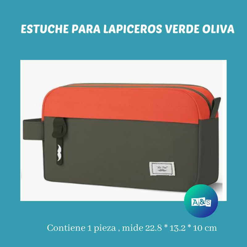 ESTUCHE PARA LAPICES VERDE OLIVA  MR. PEN