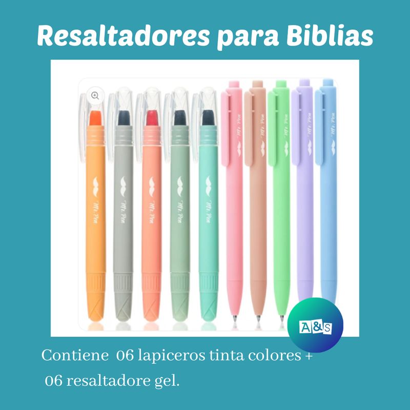 KIT Resaltadores Especial para BIBLIAS MR. PEN Pastel  Art 10