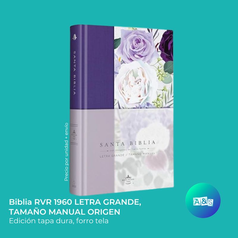 BIBLIA RVR 1960 LETRA GRANDE  TAMAÑO MANUAL ORIGEN PURPURA