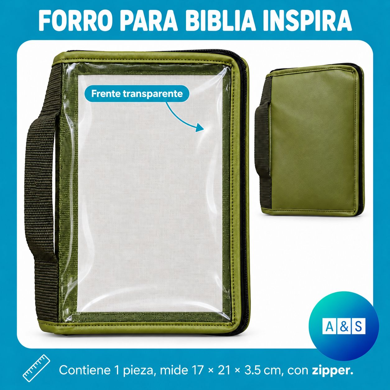 Forro para Biblia Inspira Letra normal Verde musgo