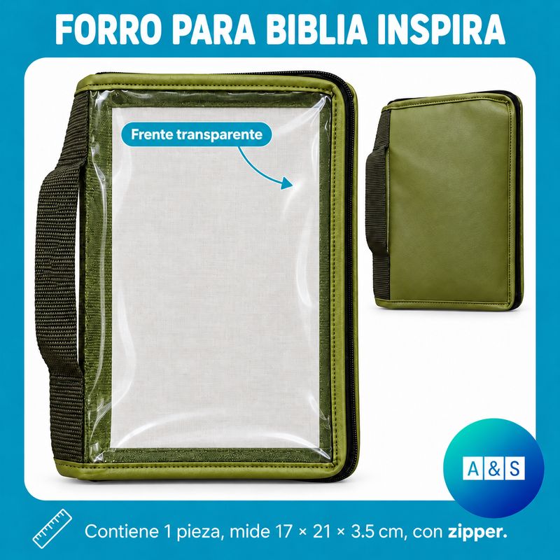 Forro para Biblia Inspira Letra normal Verde musgo