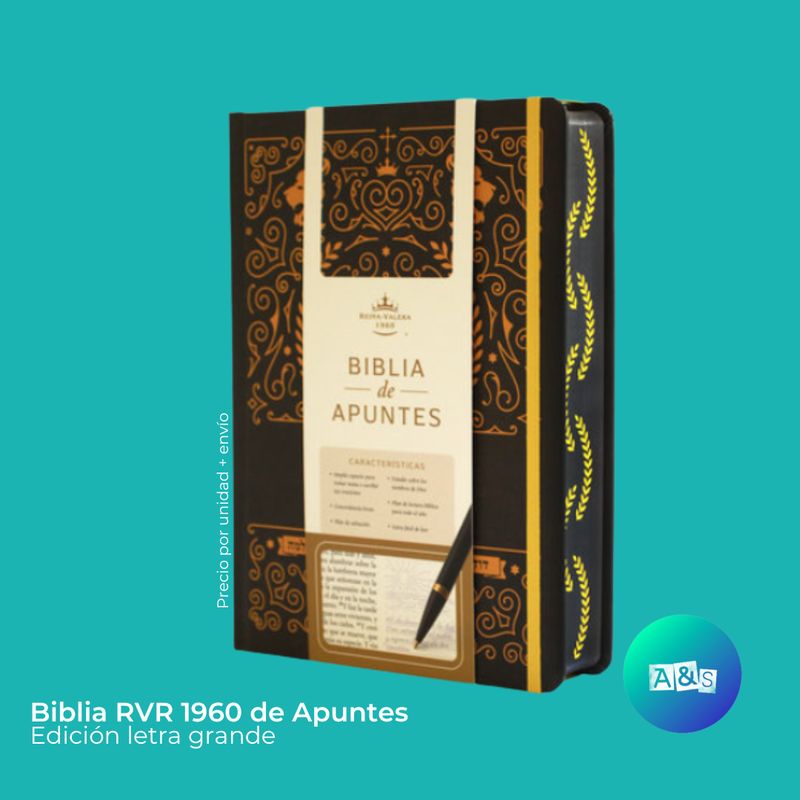 BIBLIA RVR 1960 DE APUNTES Negro -Amarillo