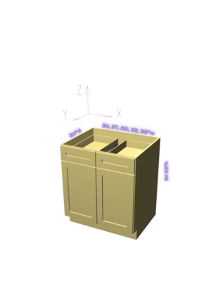 Base Cabinet 2 doors 1-2 Drawers
