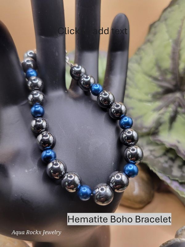 Natural Elegance: Mixed Hematite Statement Bracelet