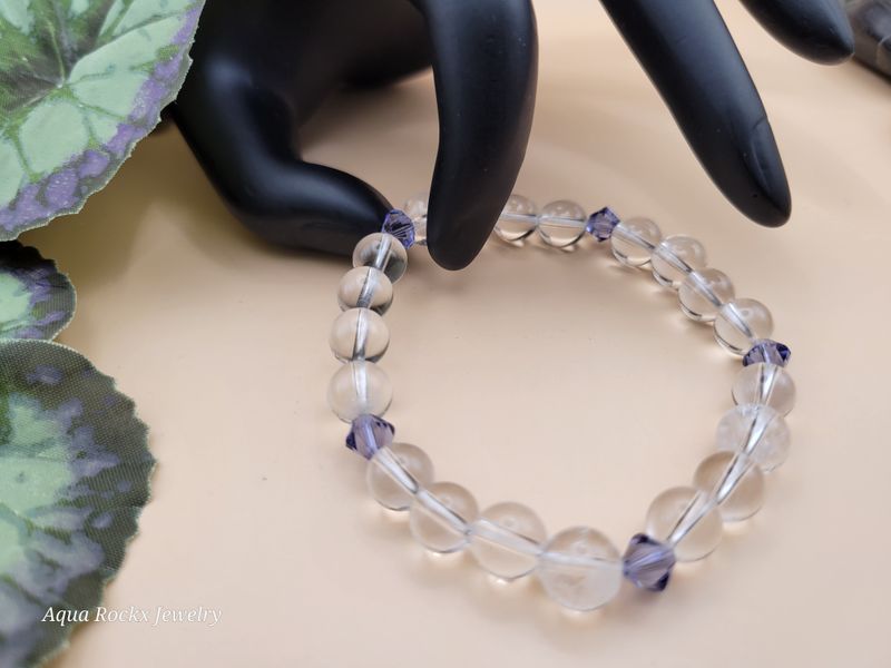 Stretch bracelet Clear Quartz Swarovski Crystals