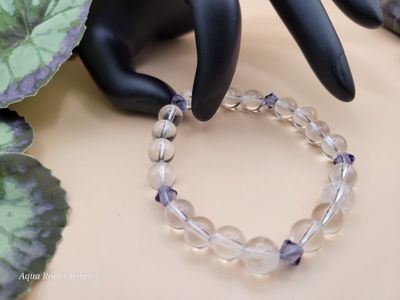 Stretch bracelet Clear Quartz Swarovski Crystals