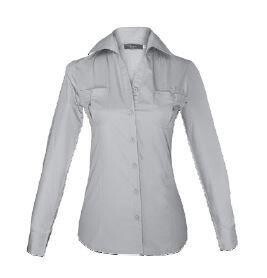Ladies Long Sleeve Poplin Shirt Grey