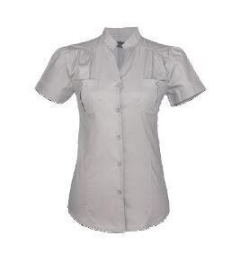 Ladies Short Sleeve Mandarin Shirt Grey