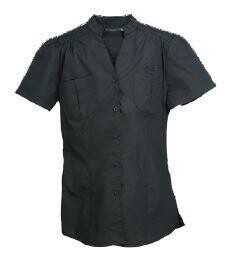Ladies Short Sleeve Mandarin Shirt Charcoal