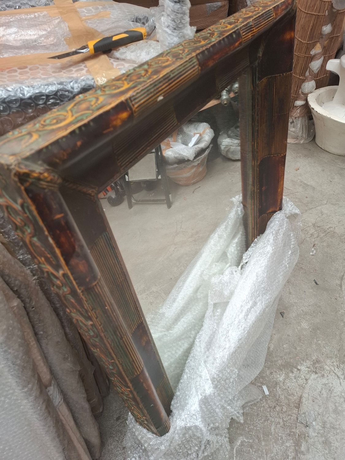 Decorated  Framed Mirror - Large - for collection from Warehouse only