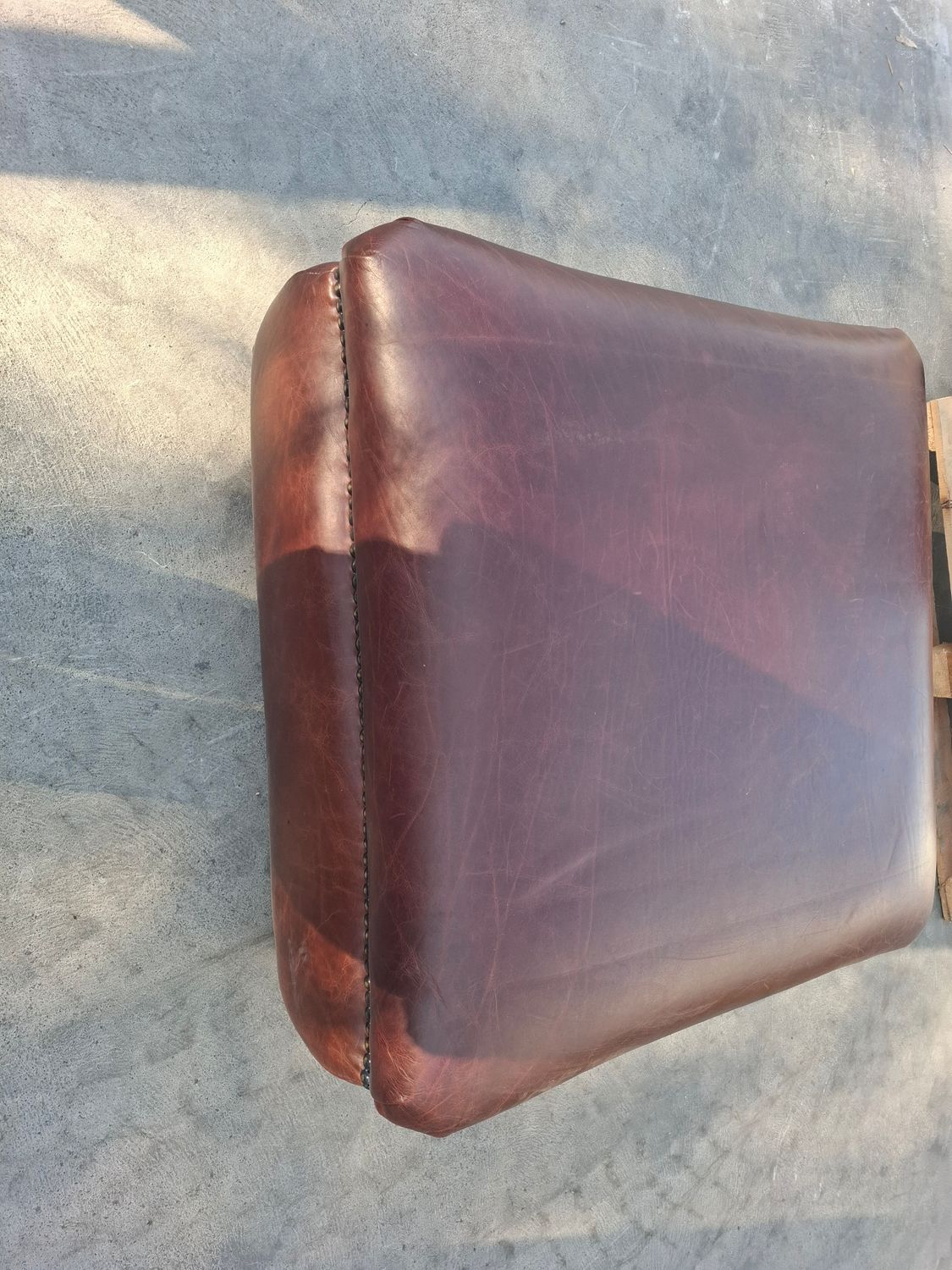 Ottoman- leather - small stud - square - Collection from warehouse only