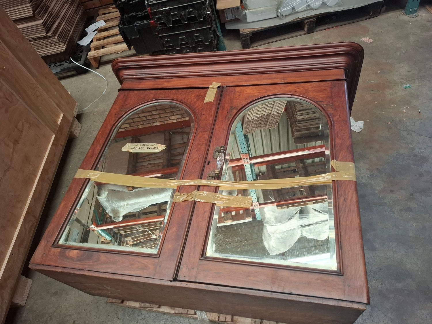 X- not for sale - Linen Press mirror door - old Ebony stock
