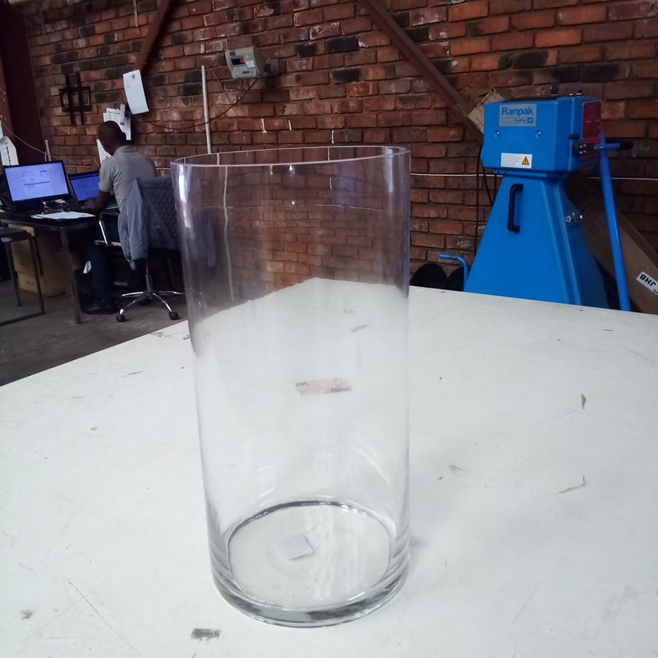 Glass Round Cylinder Vase - 40cm H x 20cm W