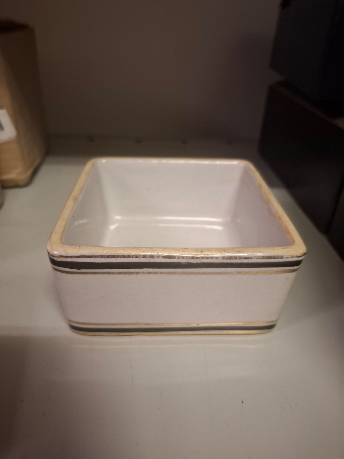 X - do not sell - Square dish with navy and gold trim