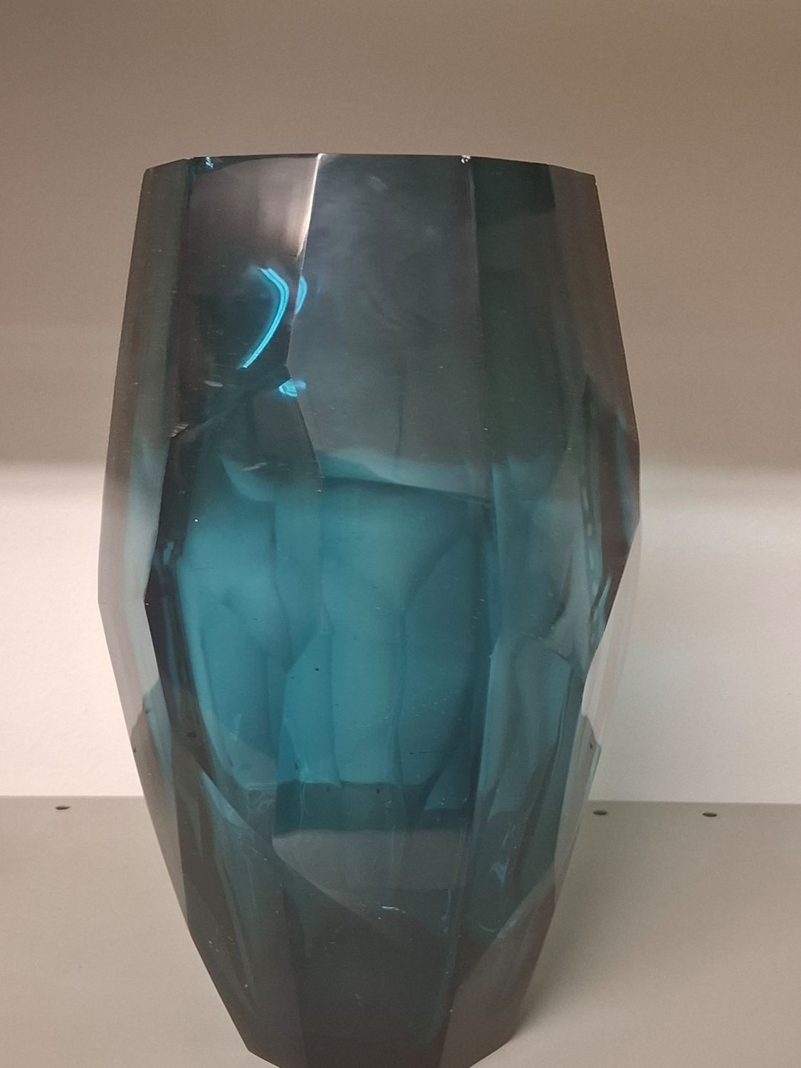 X - Not for sale - Blue glass vase - geometric