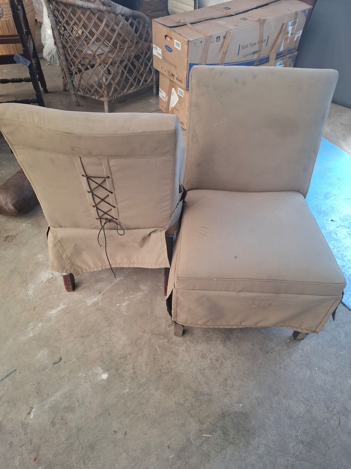 X Not for sale chair green with leather cross back
