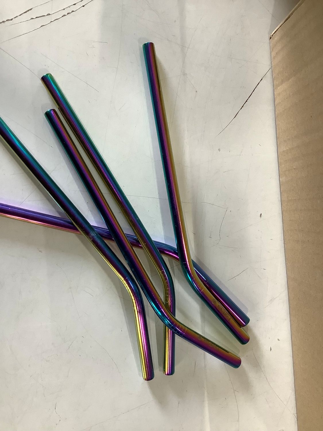 Stainless Steel Drinking Straws - Rainbow - 210x8mm bent (Sweni)