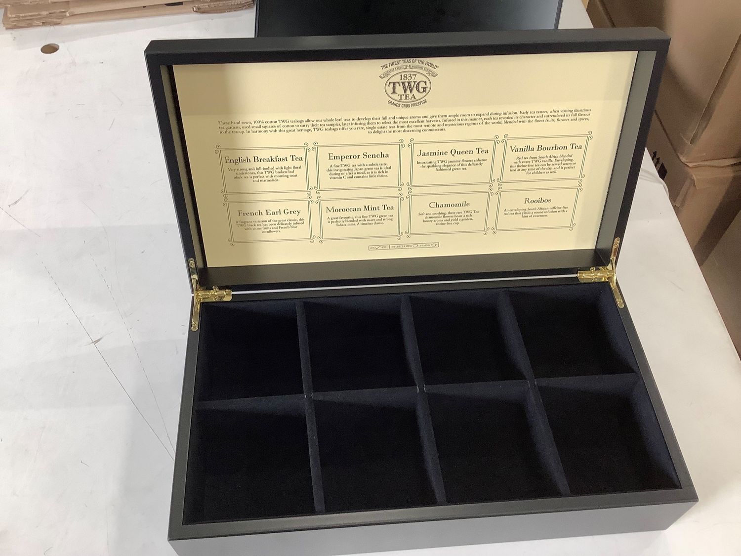 TWG Tea Display Box - wood with 8 compartments - A9987