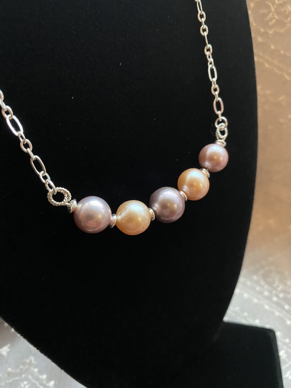 Peach &amp; Purple Edison &amp; Sterling Silver Necklace