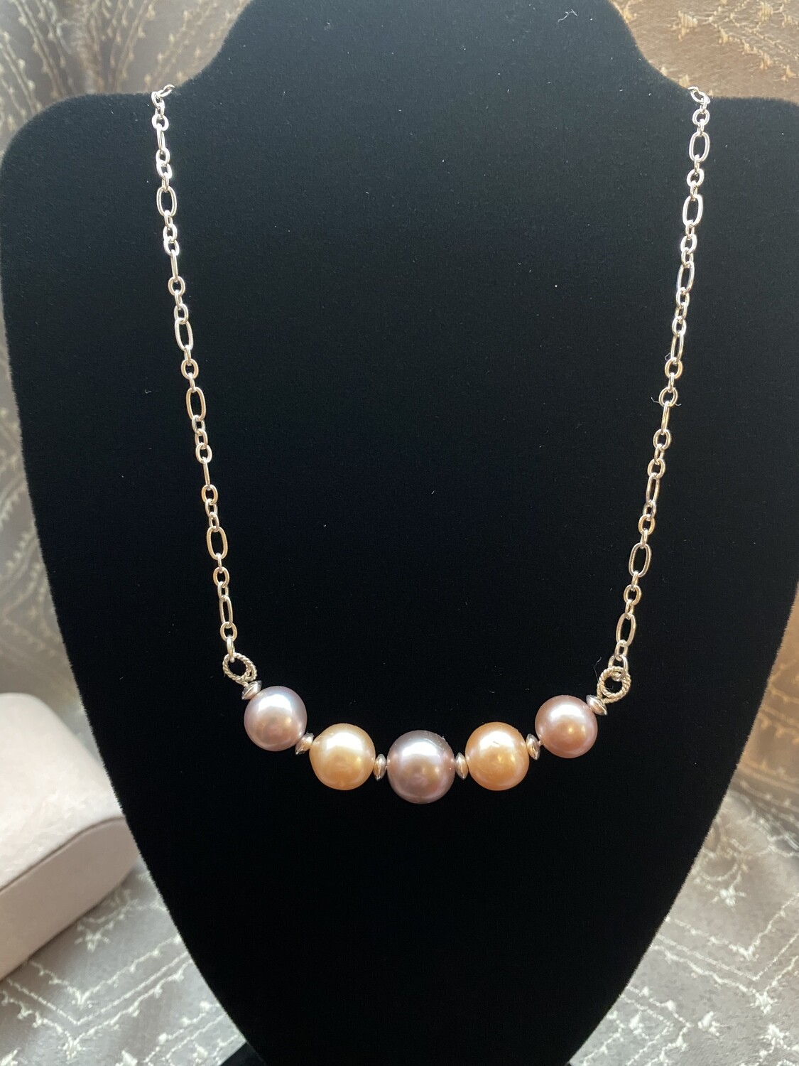 Peach &amp; Purple Edison &amp; Sterling Silver Necklace