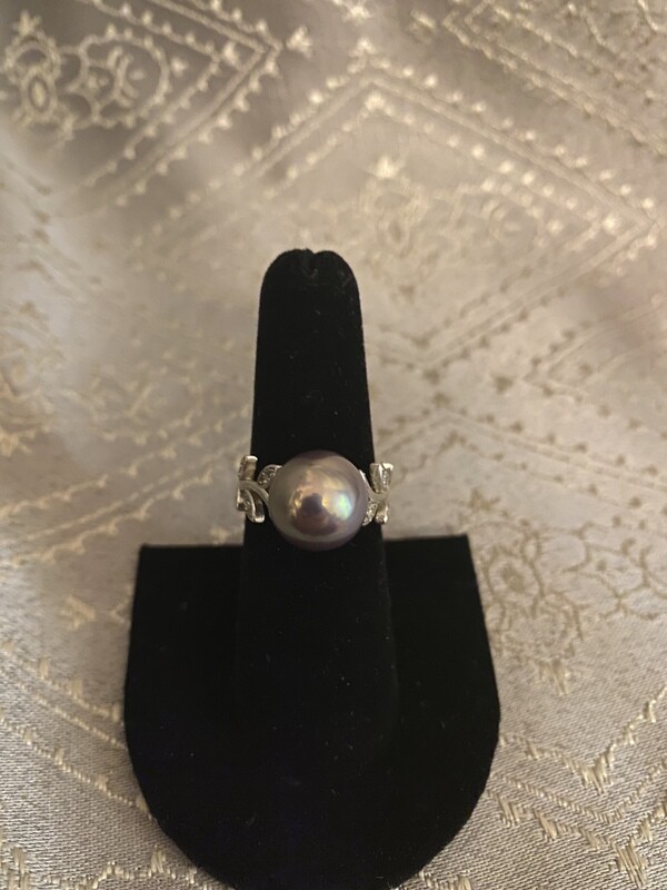 Sterling Silver &amp; Purple Peacock Edison Pearl Ring