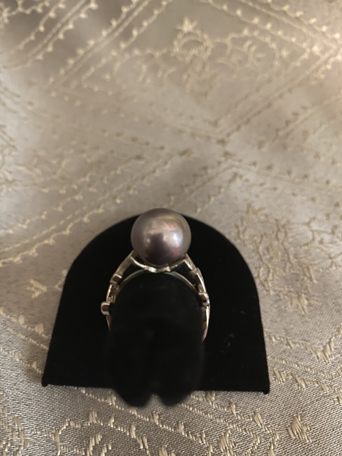 Sterling Silver &amp; Purple Peacock Edison Pearl Ring