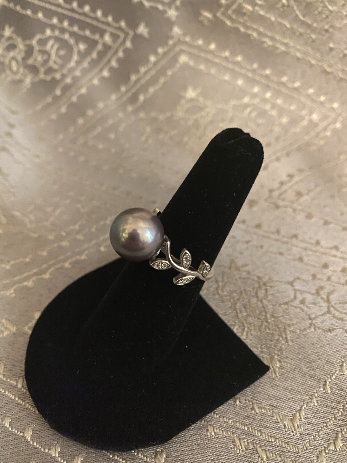 Sterling Silver &amp; Purple Peacock Edison Pearl Ring