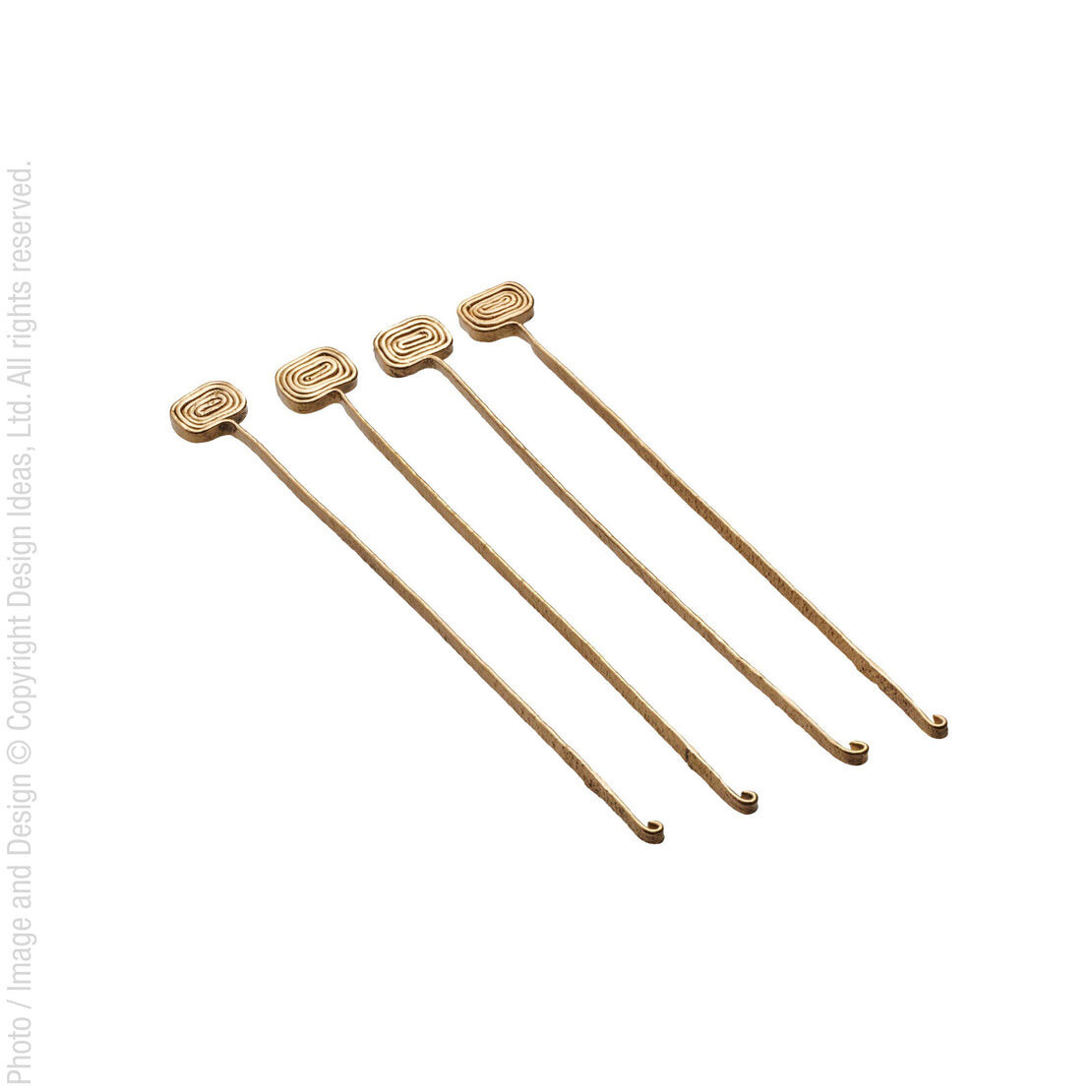 Brass Carnaby Stirrers Set Of 4