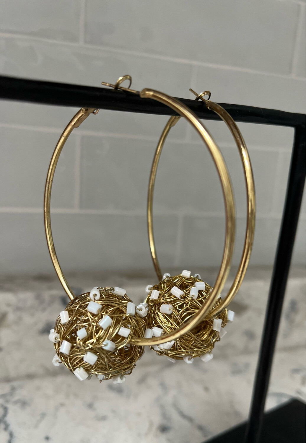 Large Hoop With Wire And Bead Ball