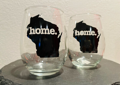 Wisconsin State Home Stemless Wine Glass