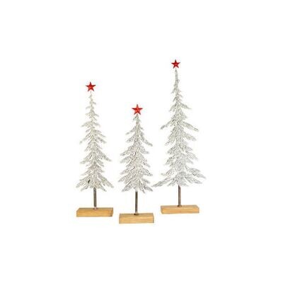 Kalalou Set of 3 Metal Whitewash Trees with Red Star