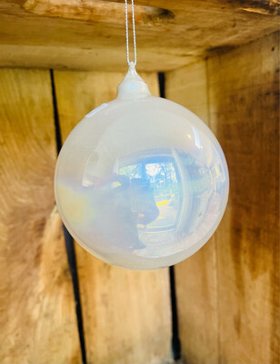 Handblown White Iridescent Ornament Handblown White Iridescent Ornament