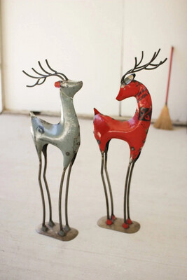 Kalalou Set Of 2 Recycled Metal Reindeer