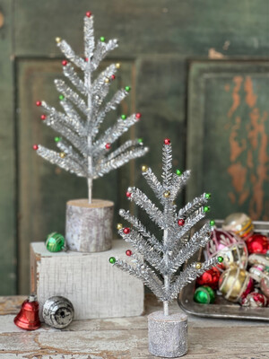 Snazzy Silver Tinsel Tree 12"