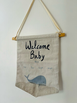 Welcome Baby Banner with Whale