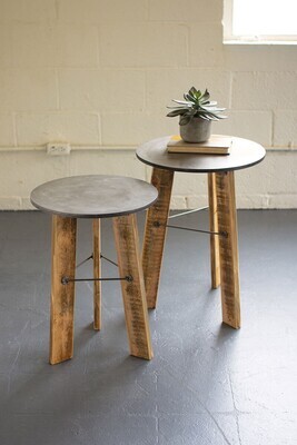 Set of 2 Round Nesting Side Tables - Distressed Set of 2 Round Nesting Side Tables - Distressed