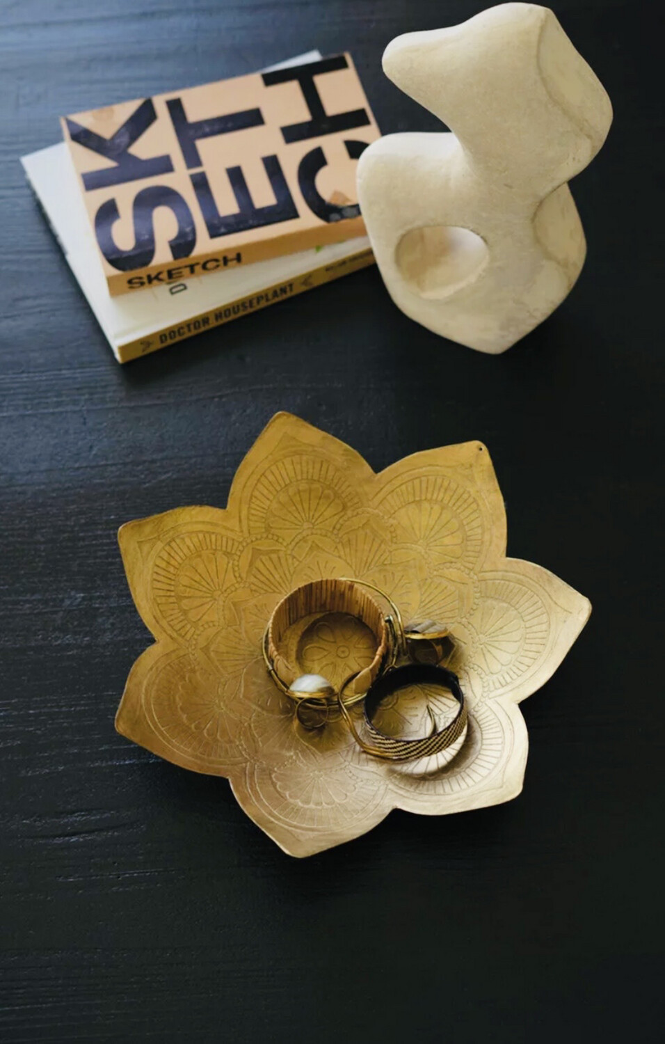 Brass Lotus Trinket Dish by Kalalou