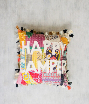 Kantha Happy Camper Pillow