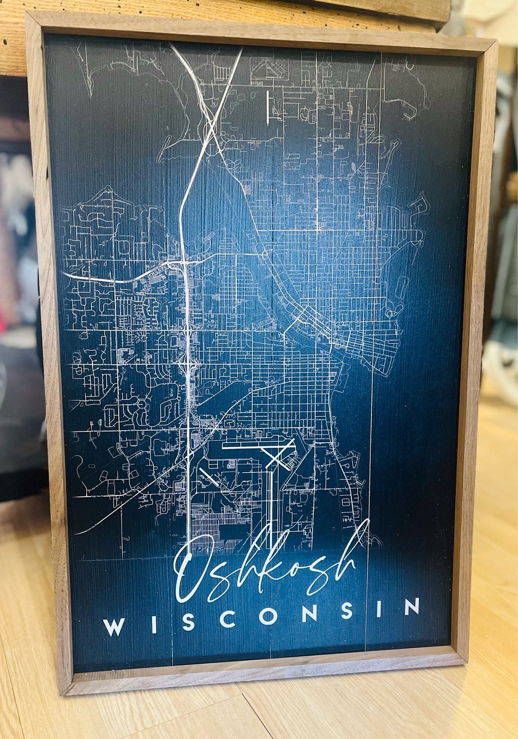 Oshkosh Wood Framed Print