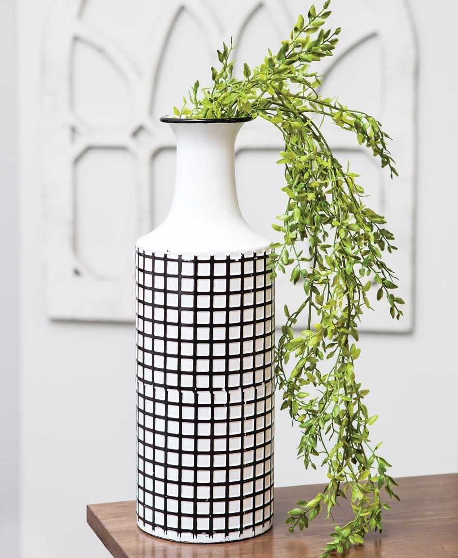 Farmhouse Check Enamel Vase