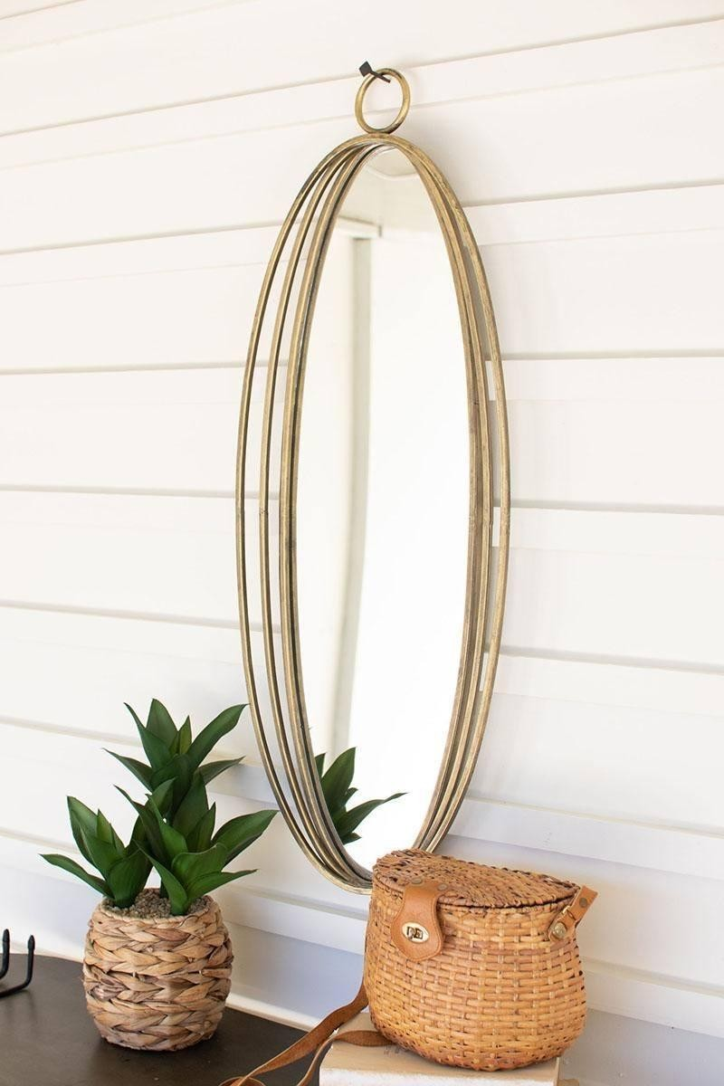 Kalalou Hand Crafted Antique Brass Mirrors, Shape: Oval